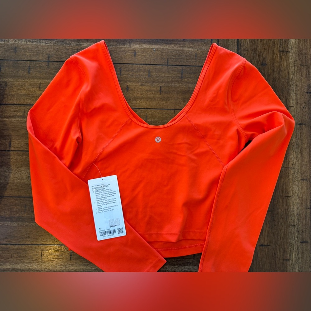 Lululemon Align Long Sleeve Size 10 Solar Orange NWT Nulu Yoga